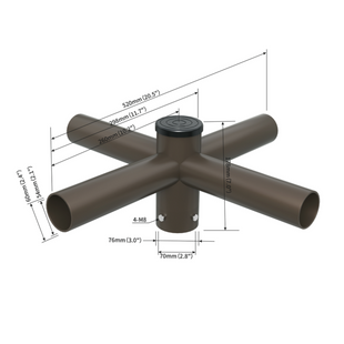 Quad Spoke Bracket with 4 Arms at 90 Degrees