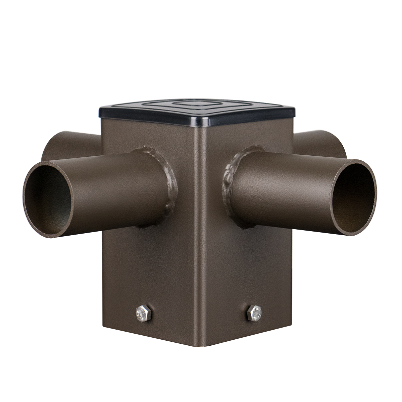 Tenon Adapter for 4 Inch Square Poles with Quad Horizontal 90 Degree Tenons