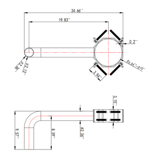 1 Arm Wrap Around Bracket for Wood Poles with 7-10 Inch Diameter, 2 3/8 '' Tenons