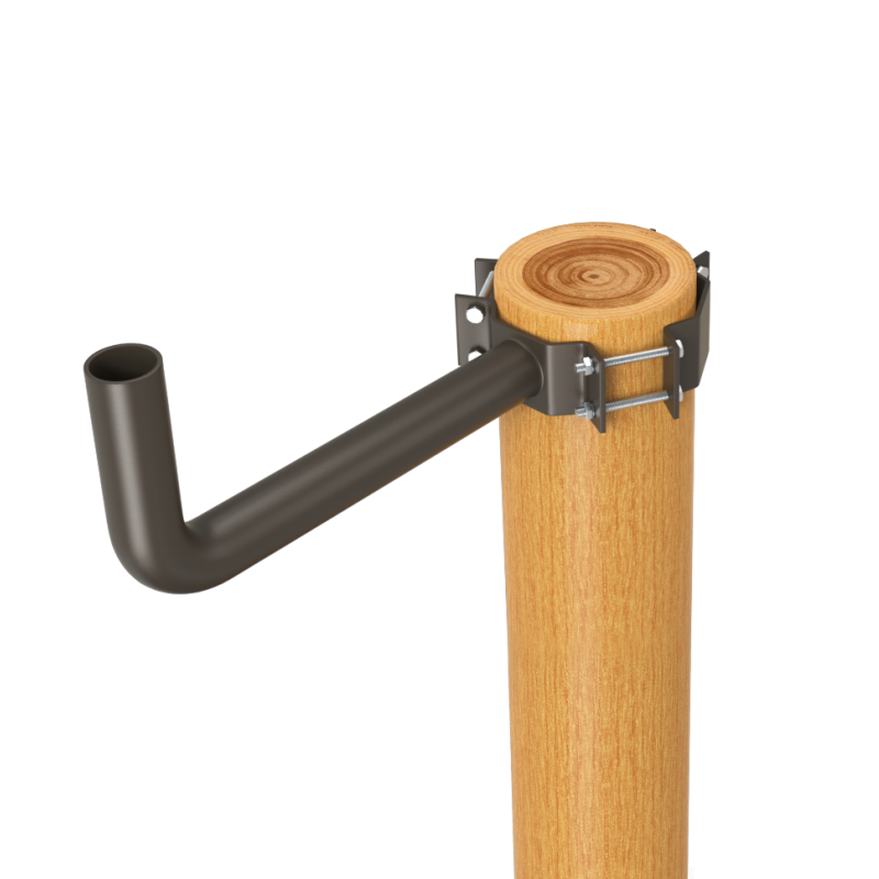 1 Arm Wrap Around Bracket for Wood Poles with 7-10 Inch Diameter, 2 3/8 '' Tenons