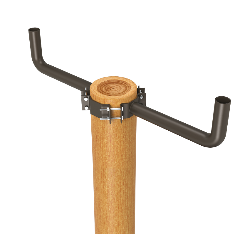 2 Arm Wrap Around Bracket for Wood Poles with 7-10 Inch Diameter, 2 3/8 '' Tenons