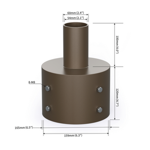 Tenon Adapter for 6" Round Pole