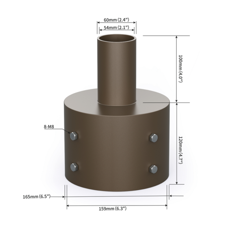 Tenon Adapter for 6" Round Pole