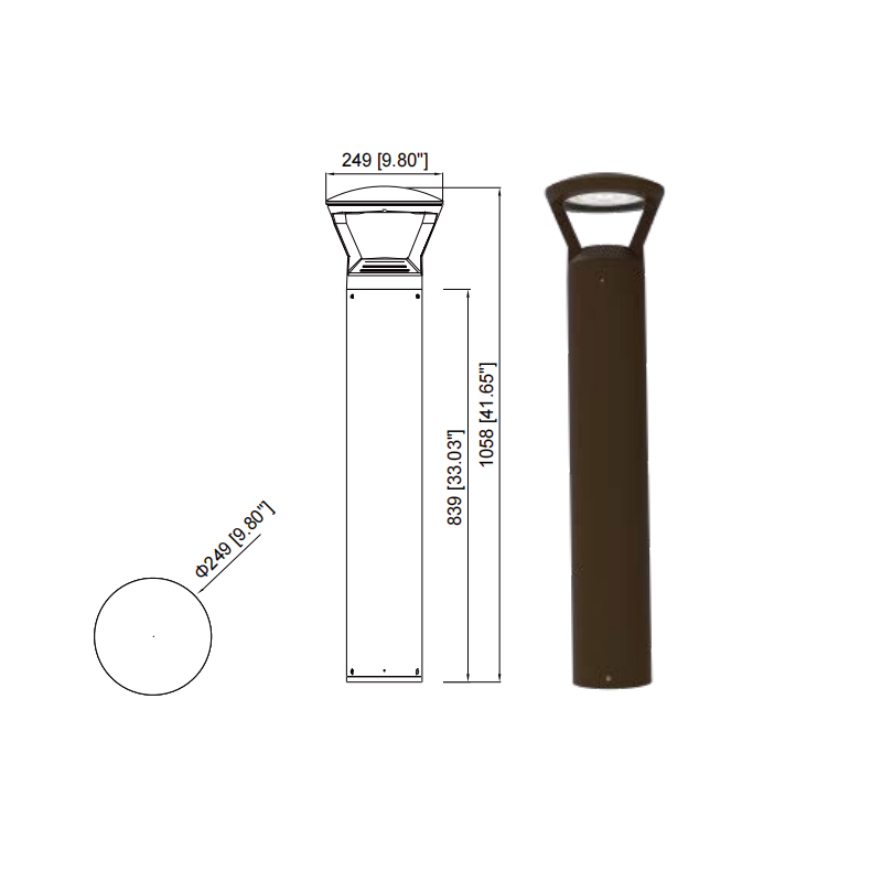 24 Watt LED Bollard Light with Adjustable Power and Color Temperature