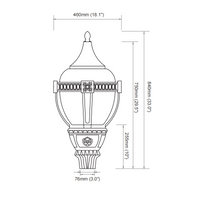 60W 50W 30W Acron LED Post Top Lantern 3000K 4000K 5000K Selectable, AC100-277V